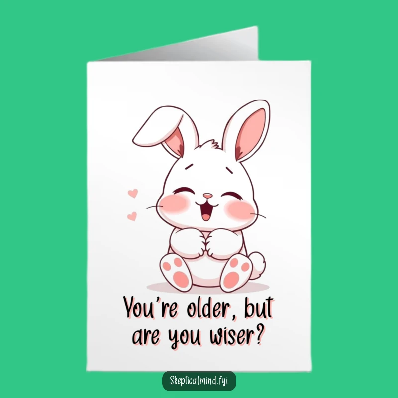 Free Printable Funny Birthday Card: Blushing Bunny Giggle Greeting, Cute DIY Gift