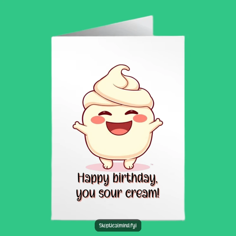Free Printable Sour Cream Birthday Card: Joyous Wide Smile Downloadable Humor