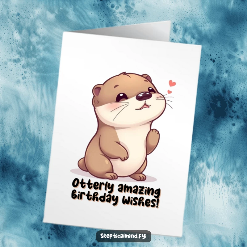 Funny Free Printable Birthday Card: A giggling otter tilts its head, seemingly privy to a hilarious, faint whisper.