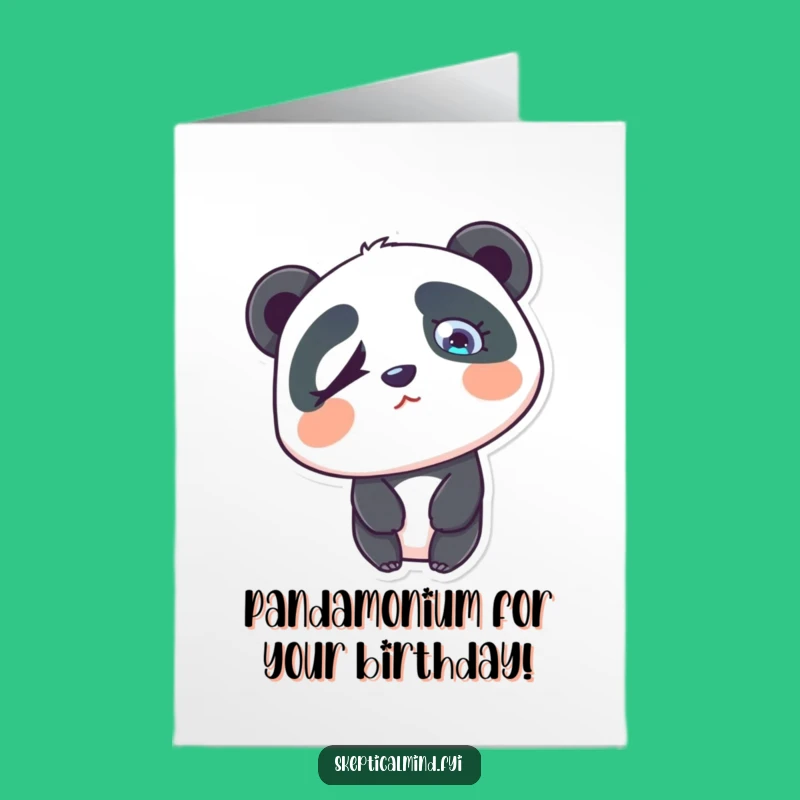 Free Printable Birthday Card: Confused Panda Eyebrow Raise Funny Gift