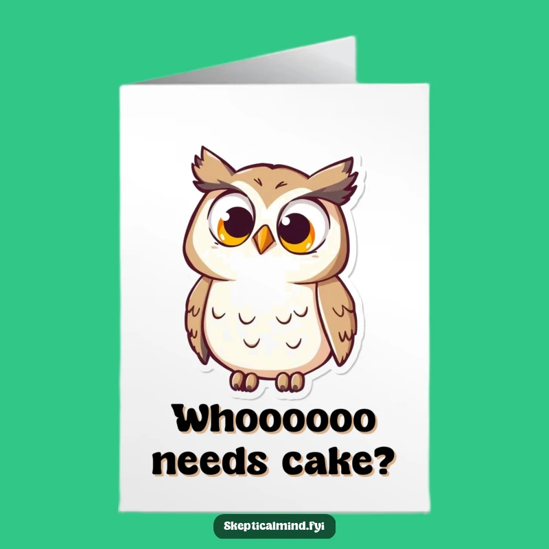 Free Printable Bday Card: Curious Owl, Funny Downloadable Gift for Puzzled Minds