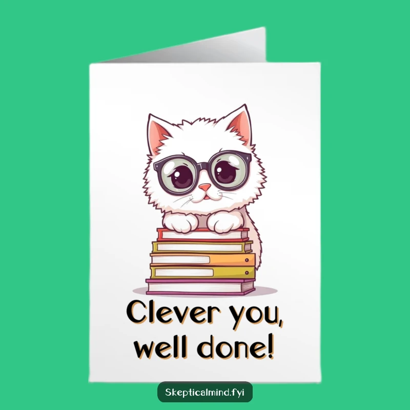 Free Printable Congrats Card: Wise Cat's Achievements, Funny Downloadable Gift for Graduates