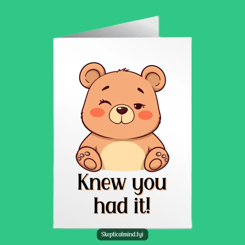 Free Printable Congrats Card: Bear's Nod of Approval, Downloadable Success!
