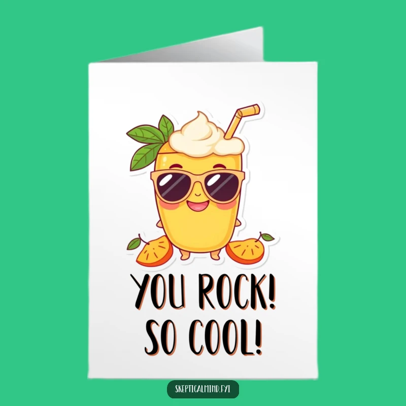 Free Printable Congrats Card: Chill Mango Smoothie, Sunglasses Style, Downloadable Gift