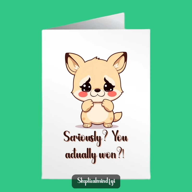 Free Printable Congrats Card: Funny Kawaii Animal Disbelief Shrug Funny Downloadable Gift