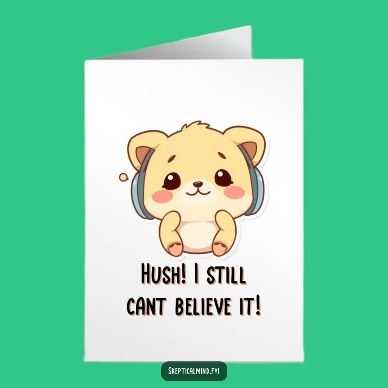 Free Printable Congrats Card: Funny Kawaii Animal Whispers Earmuffs Funny Downloadable Gift