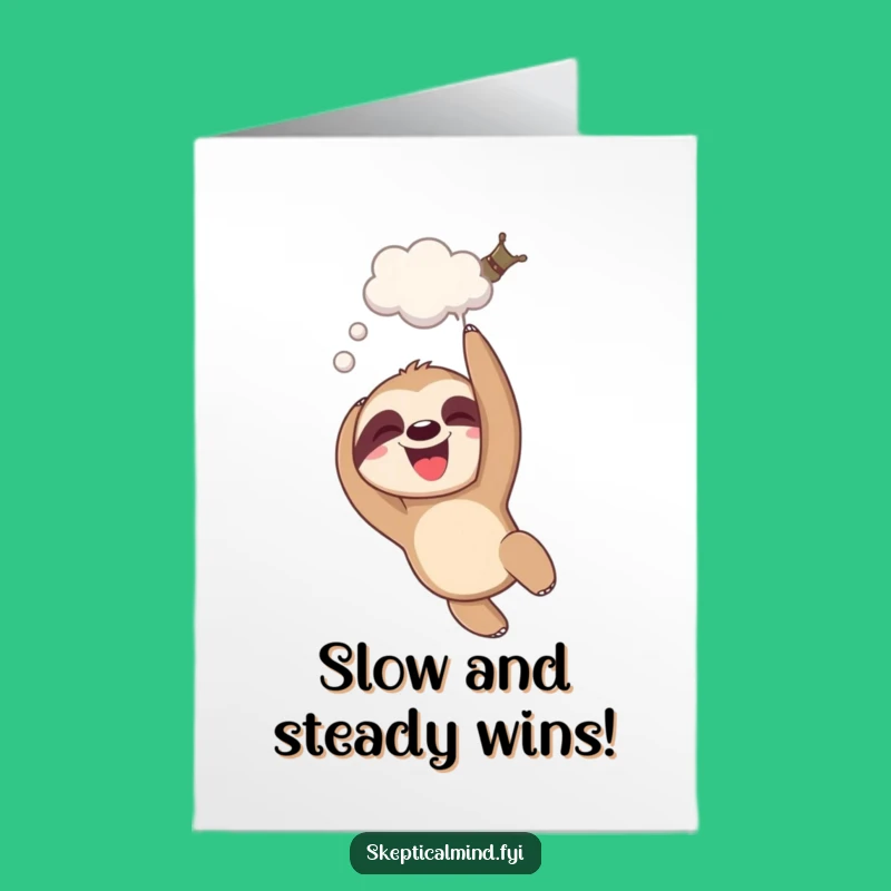 Free Printable Congrats Card: Giggling Sloth Funny Downloadable Gift