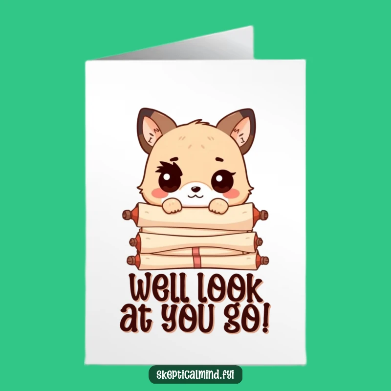 Free Printable Kawaii Scroll Animal Congrats Card - Humorous Downloadable Gift