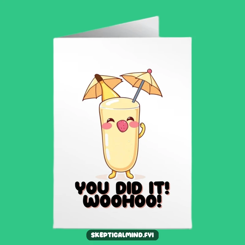 Free Printable Congrats Card: Goofy Banana Smoothie, Raspberry for You, Downloadable Gift