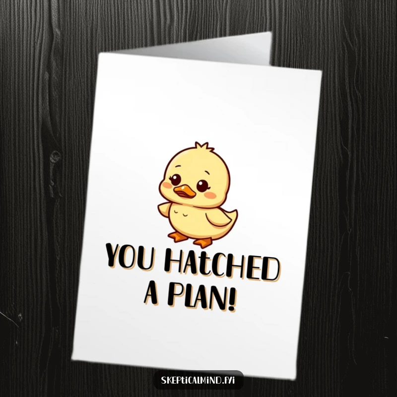 Funny Free Printable Congratulations Card: Small duckling waddling, looking confused but happy.