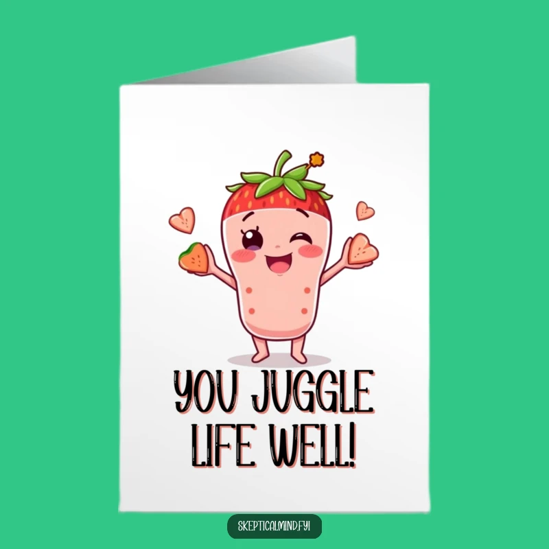 Free Printable Congrats Card: Smoothie Fruit Juggling Downloadable Humorous Gift