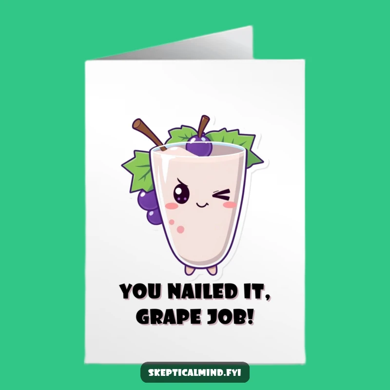 Free Printable Congrats Card: Winking Grape Smoothie - Playful Downloadable