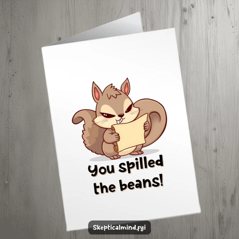 Funny Free Printable Congratulations Card with a mischievous squirrel sharing secrets, perfect for celebrations.