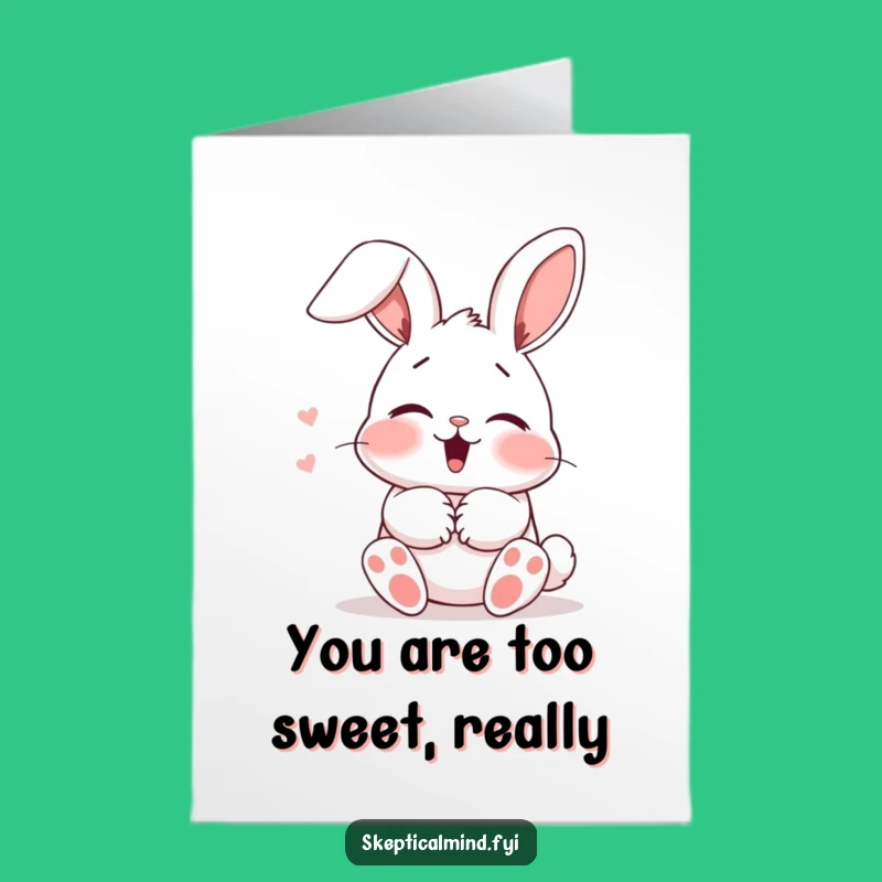 Free Printable Funny Thank You Card: Blushing Bunny Thanks, Sweet DIY Gift