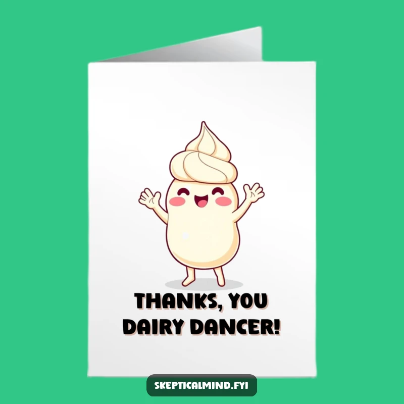 Free Printable Sour Cream Thank You Card: Dancing Joyful Waving Downloadable Humor