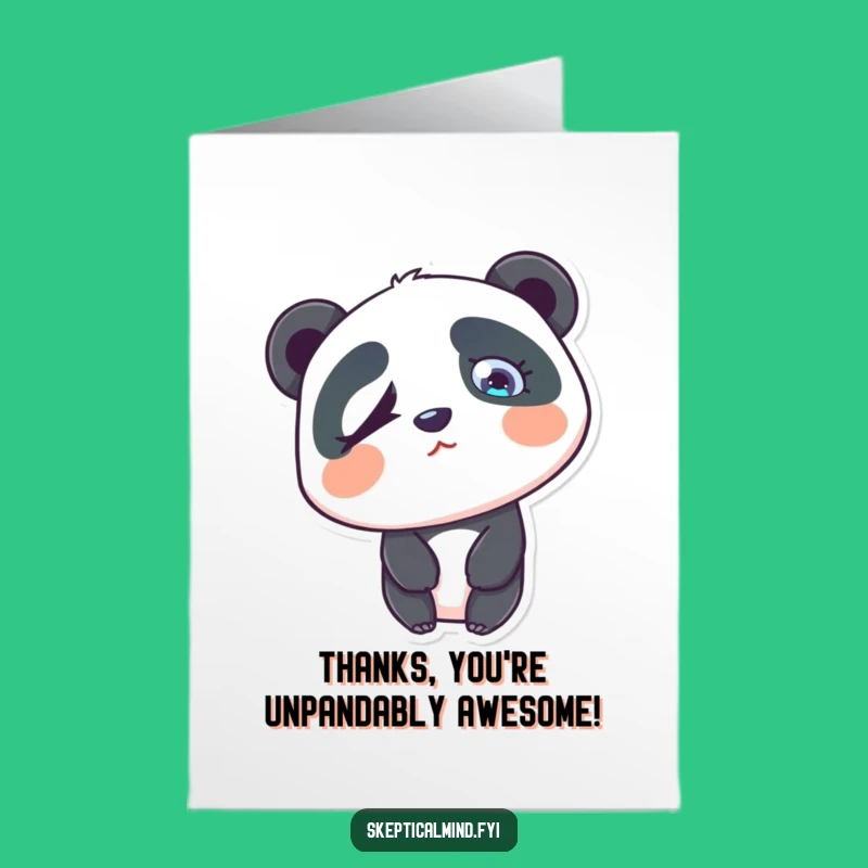 Free Printable Thank You Card: Confused Panda Eyebrow Raise Funny Gift