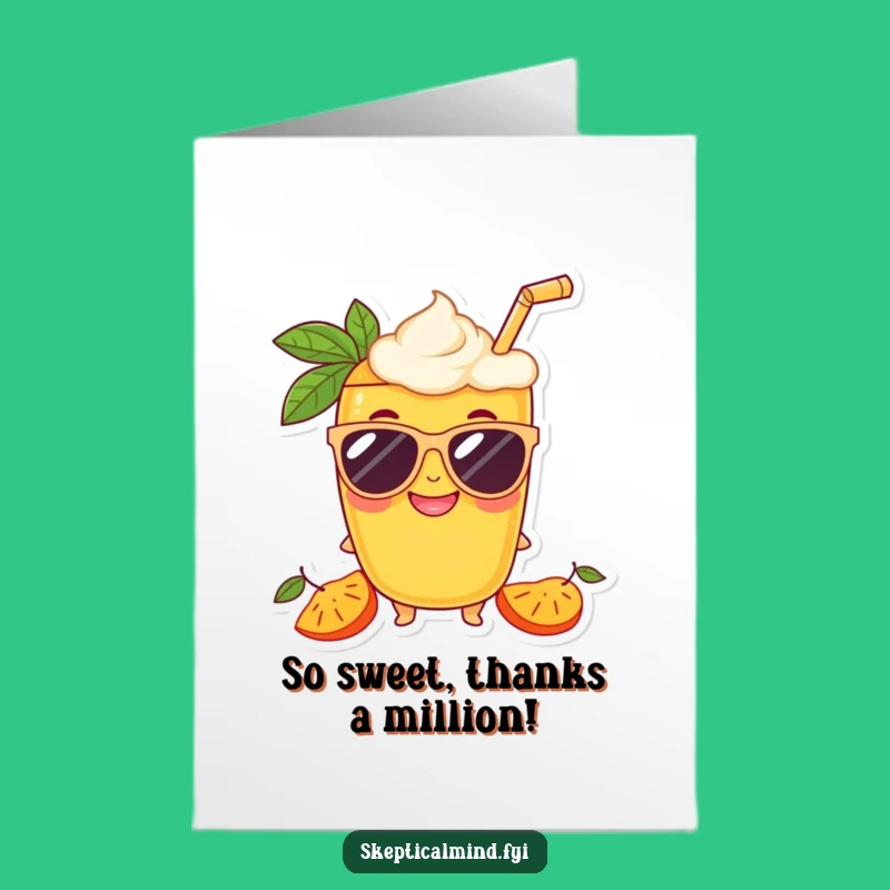 Free Printable Thank You Card: Cool Mango Smoothie, Grateful Shades, Downloadable Gift