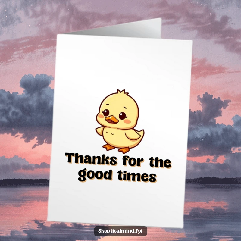 Funny Free Printable Thank You Card: Small duckling waddling with a funny, amused expression.