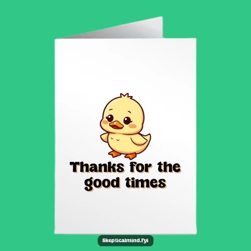 Free Printable Thank You Card: Funny Duckling Waddling - Cute Downloadable Gift
