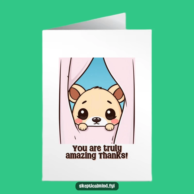 Free Printable Thank You Card: Funny Kawaii Animal Doubtful Peek Funny Downloadable Gift