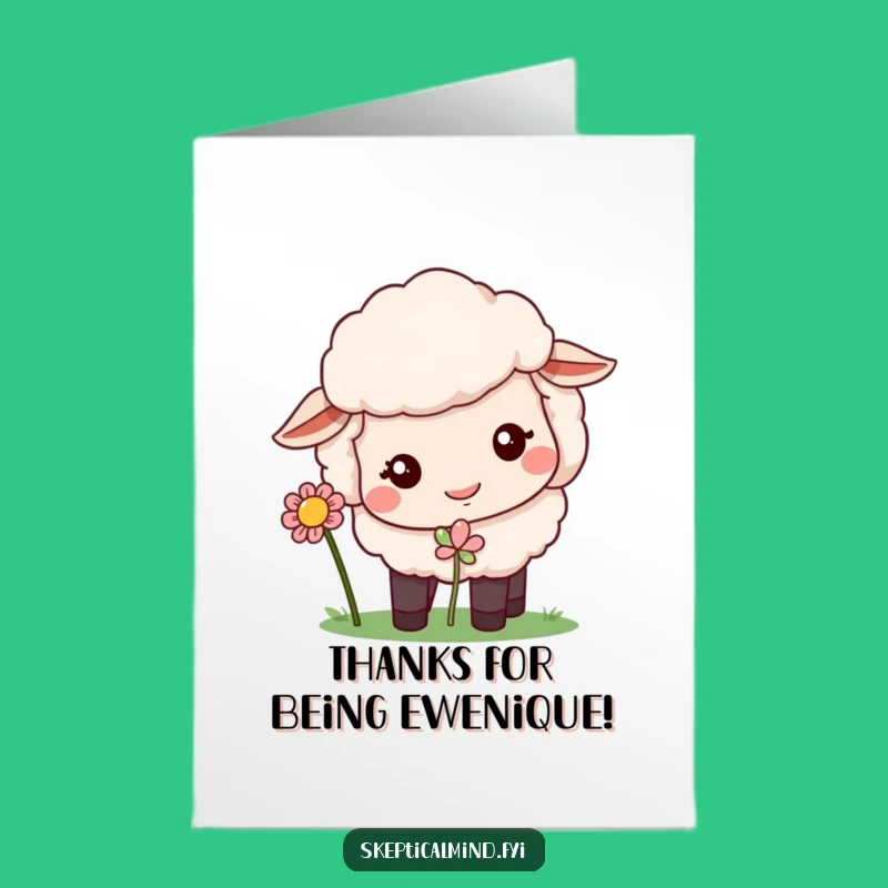 Free Printable Thank You Card: Funny Sheep Sniffing Flower, Adorable DIY Downloadable