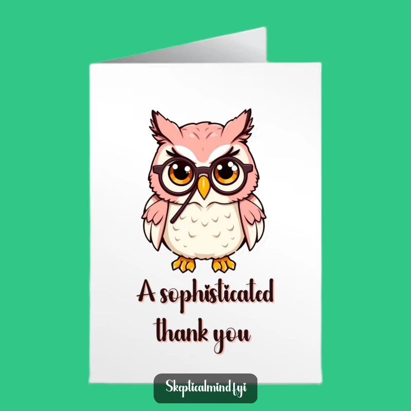 Free Printable Thank You Card: Owl's Monocled Thanks, Funny Downloadable Gratitude!
