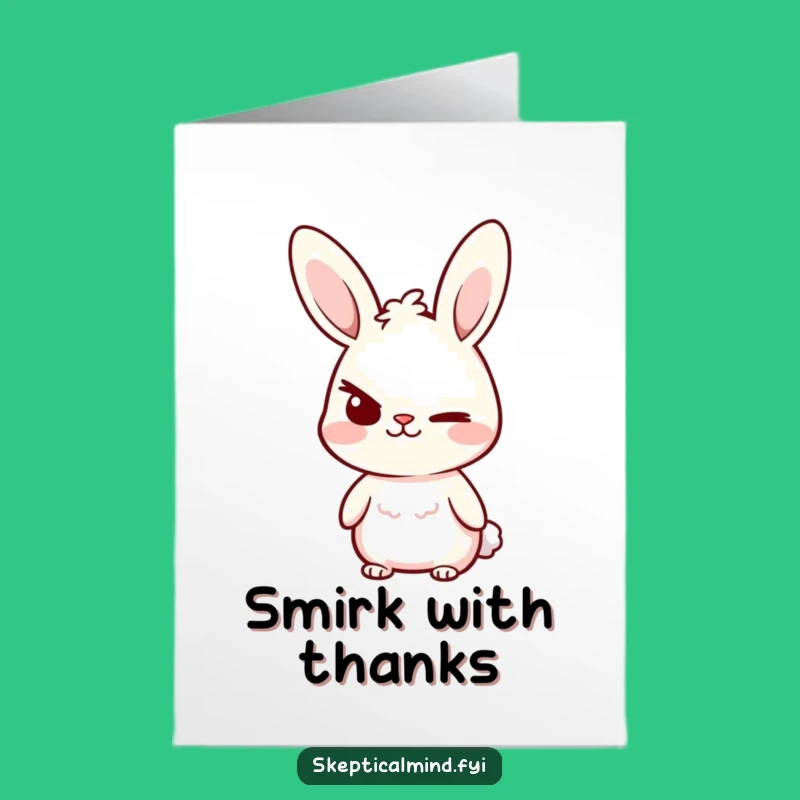 Free Printable Thank You Card: Smirking Bunny - Witty & Funny Downloadable