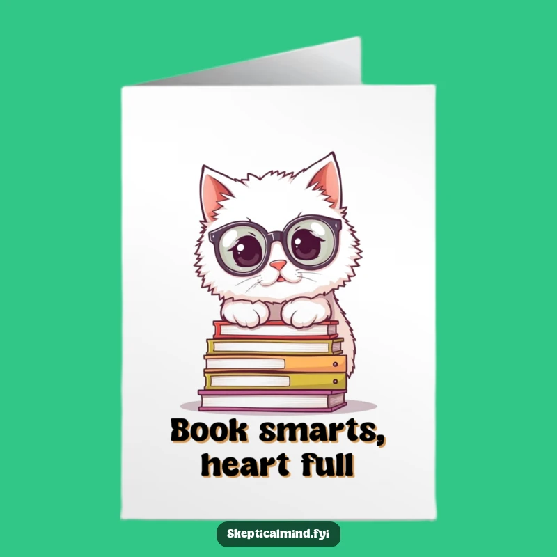 Free Printable Thanks Card: Bookish Cat's Gratitude, Funny Downloadable Gift for Kind Souls