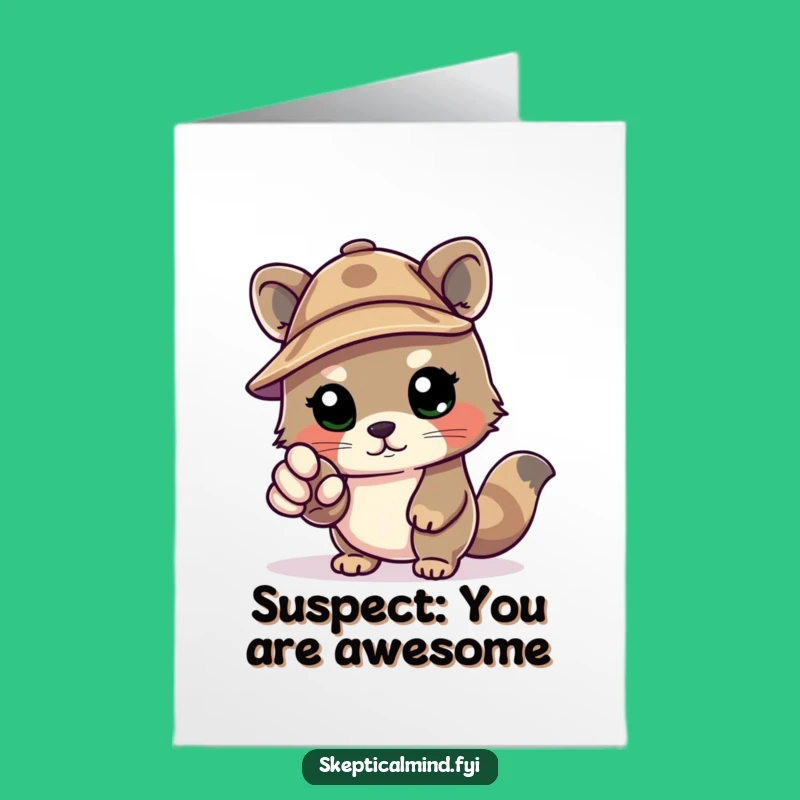 Free Printable Detective Kawaii Thank You Card - Funny Downloadable Gift