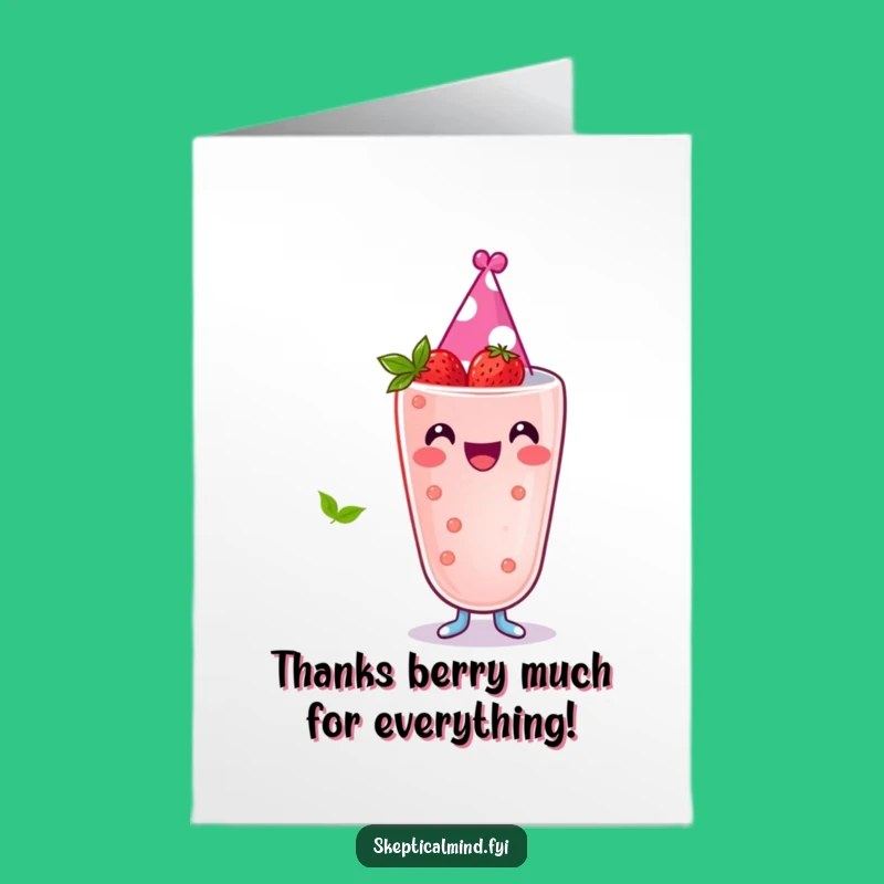 Sweet Free Printable Thank You Card: Berry Smoothie Party Hat