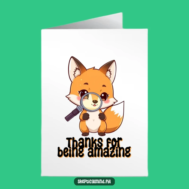Free Printable Thank You Card: Curious Fox & Glow - Funny Appreciation Downloadable