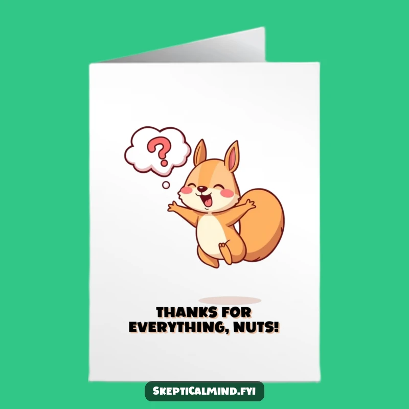 Free Printable Thank You Card: Cheerful Squirrel Leaping Funny Downloadable Gift