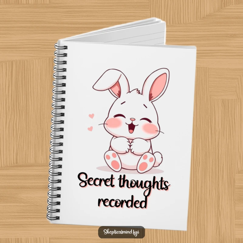 Funny Notebook: A blushing bunny giggles behind its paws, ears down, perfect for jotting down sweet thoughts.