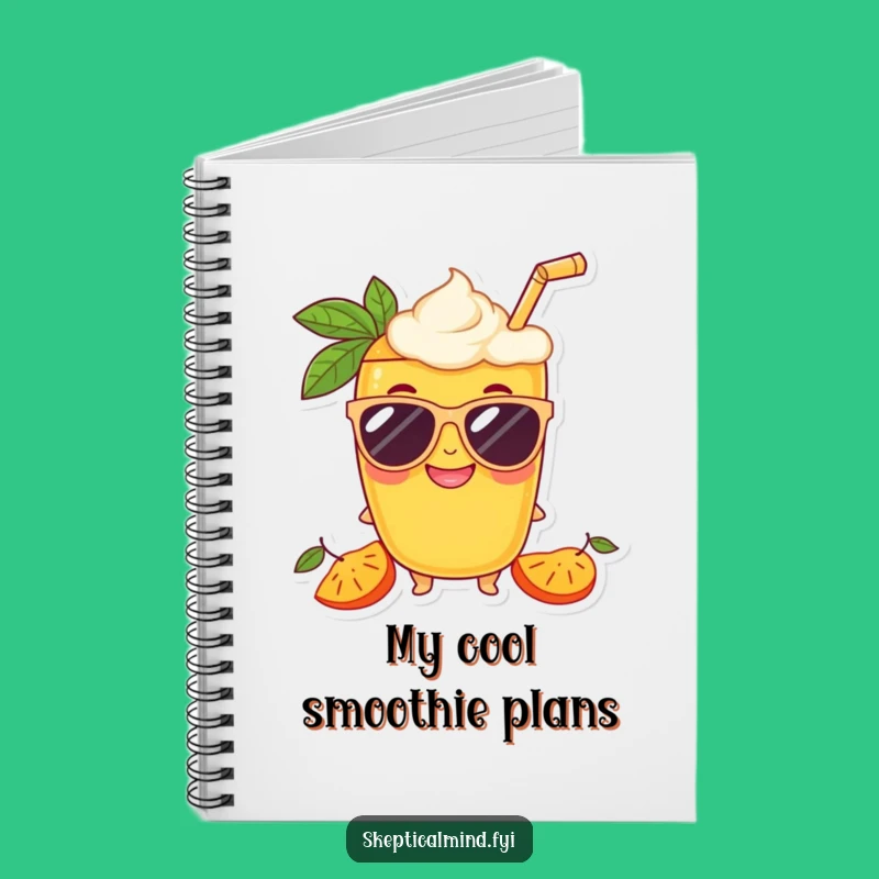 Funny Mango Smoothie Sunglasses Notebook, Journal Cool Fruit Character Gift