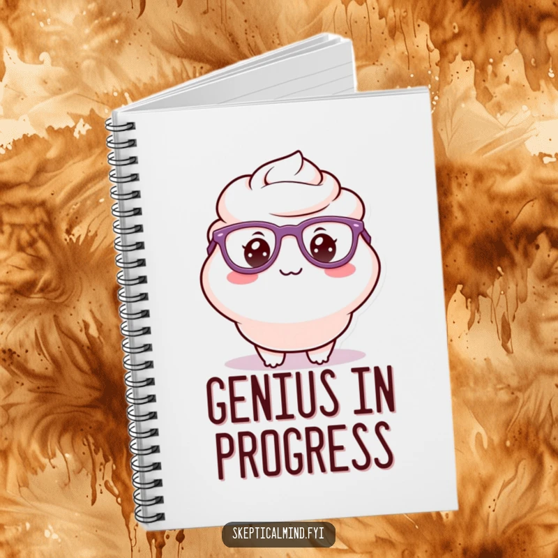 Funny notebook featuring a delighted sour cream character in oversized glasses with a silly grin, perfect for jotting down smart thoughts.