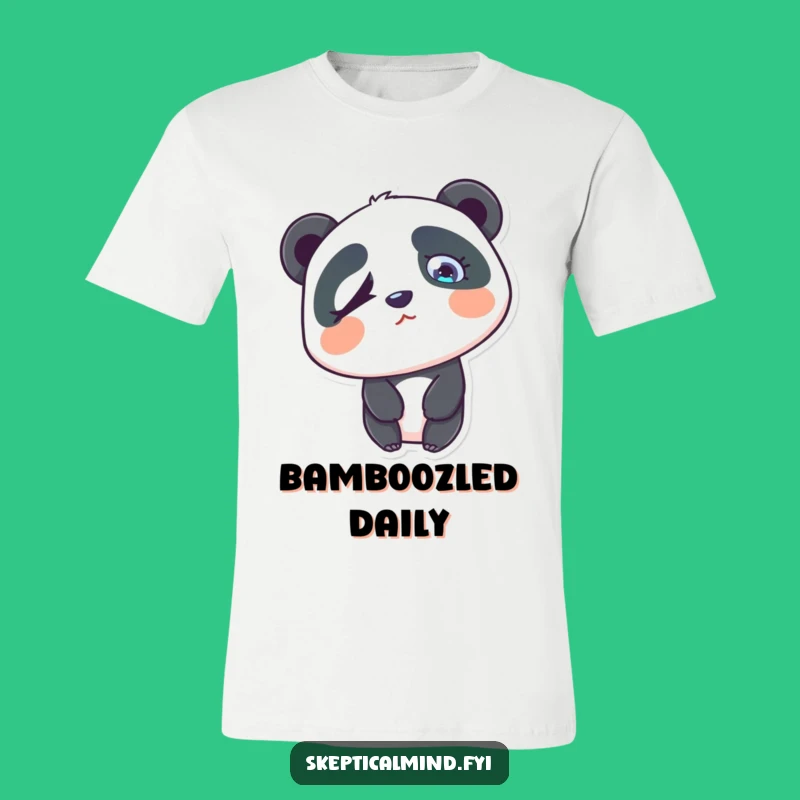 Funny Confused Panda T-Shirt - Puzzled Eyebrow Raise Tee