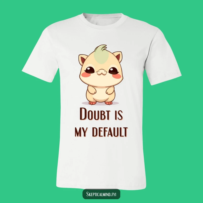 Funny Skeptical Kawaii Creature T-Shirt: Wear Your Doubt with Pride