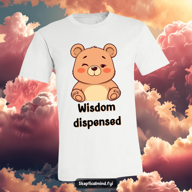 Funny t-shirt with a confident bear giving a knowing wink and a subtle nod, exuding cool confidence.