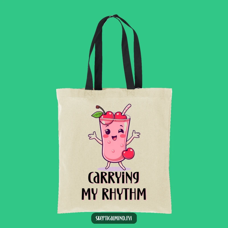 Funny Cherry Smoothie Dance Tote Bag, Lively Fruit Character Carryall Gift