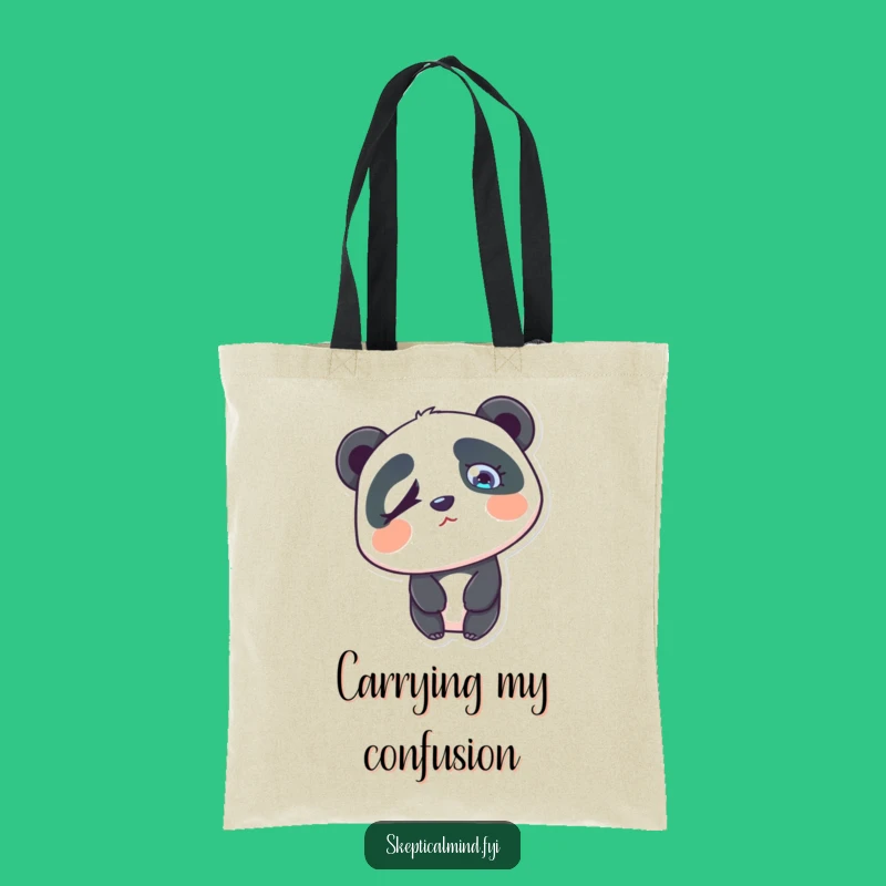 Funny Confused Panda Tote Bag - Puzzled Everyday Carry