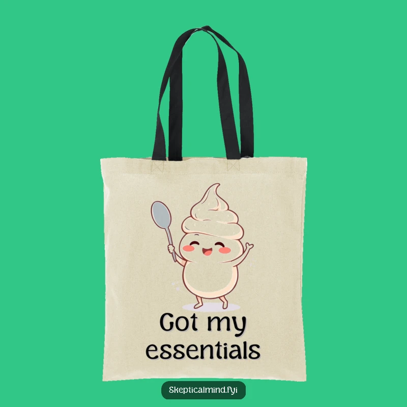 Funny Sour Cream Dance Tote Bag - Giggling Character Spoon Fun Tote Funny Gift