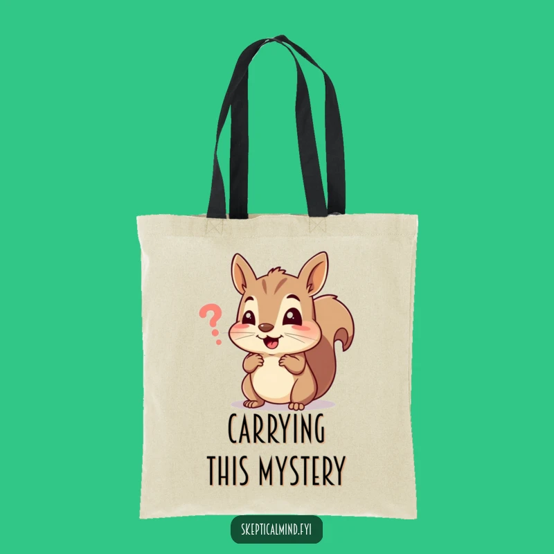 Funny Squirrel Tote Bag: Cheerful Squirrel Puzzled by Symbol - Hilarious Accessory!